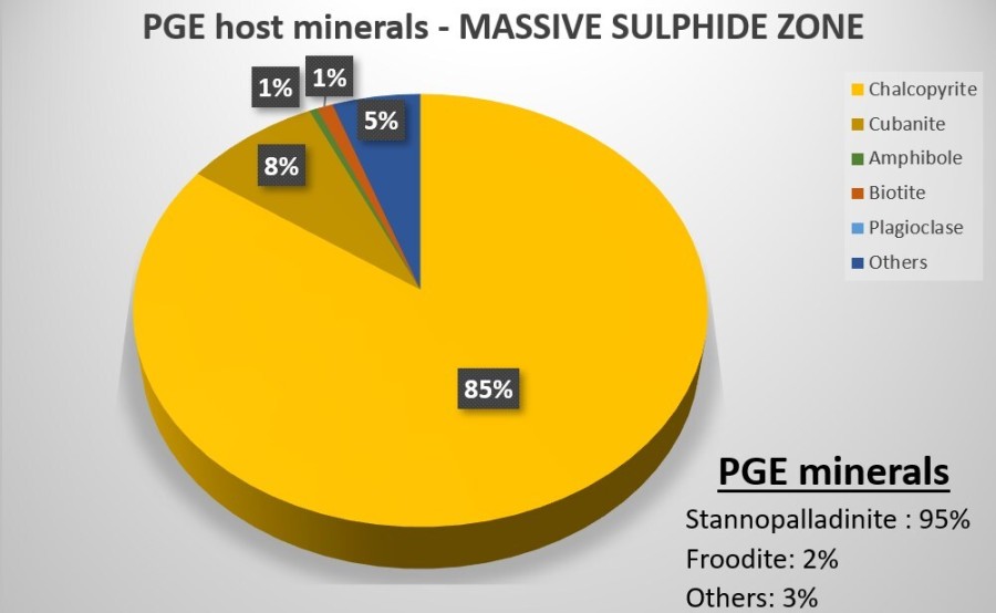 Figure 1 – PGE host in massive sulphide sample, with PGE species (CNW Group/Power Metallic Mines Inc.)