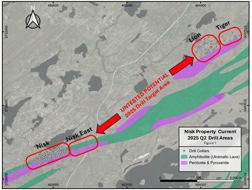 Figure 2 Areas currently being drill tested (CNW Group/Power Metallic Mines Inc.)