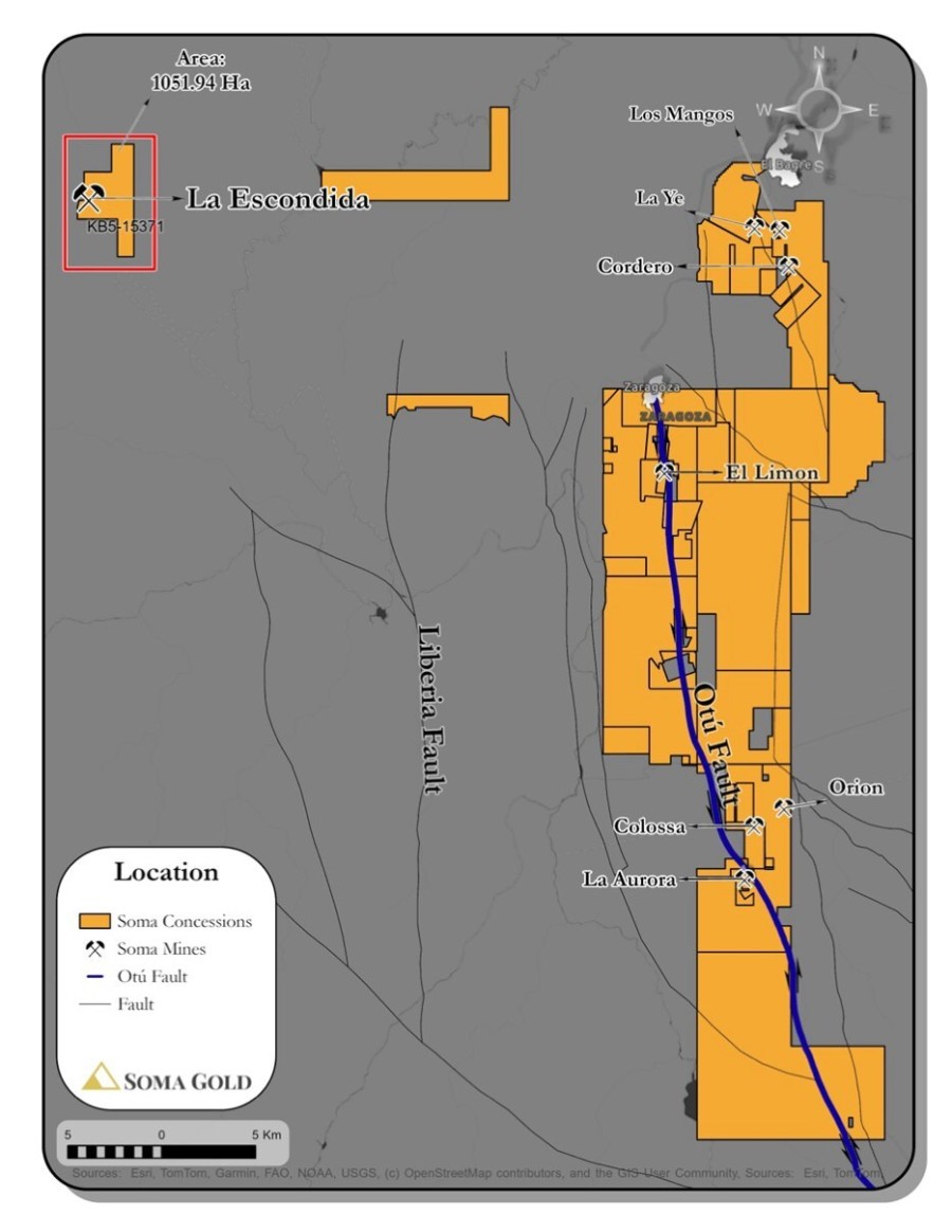 Location La Escondida (CNW Group/Soma Gold Corp.)