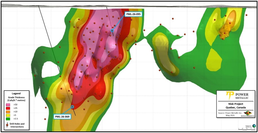 Figure 1 – Lion Zone MRE Drill holes reported in this news release (CNW Group/Power Metallic Mines Inc.)