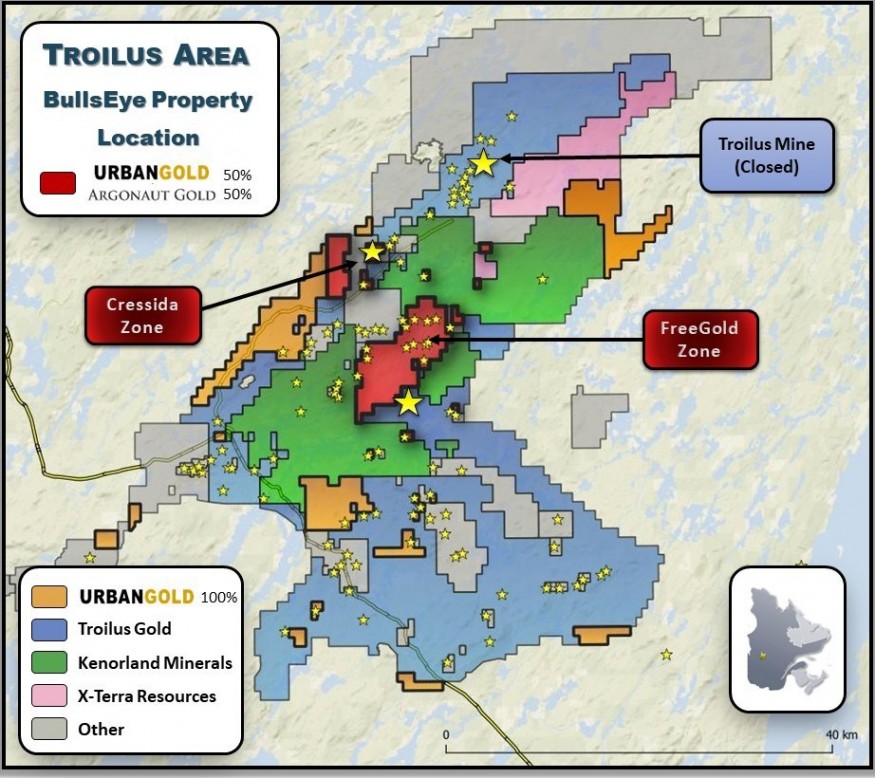 Bullseye Property location map (CNW Group/Argonaut Gold Inc.)