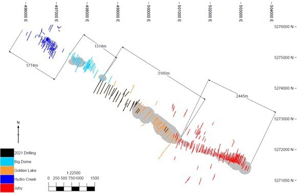 A plan of the 2021 drilling relative to existing drillholes and the 2020 optimized pit is shown in the figure below. (CNW Group/Aris Gold Corporation)