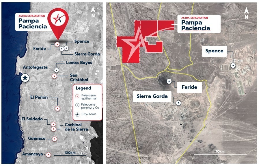 Figure 1: Location of Astra’s flagship Pampa Paciencia Project. Note:  Astra owns 100% of the western claim group shown in dashed outline. (CNW Group/Astra Exploration Limited)