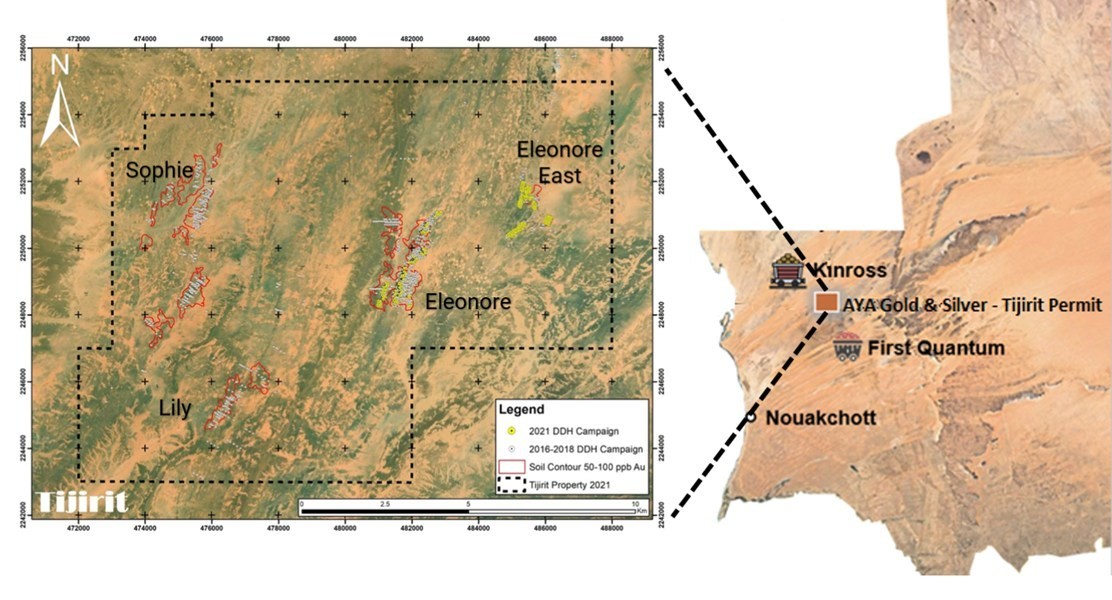 Figure 1: Tijirit Property Location (CNW Group/Aya Gold & Silver Inc)