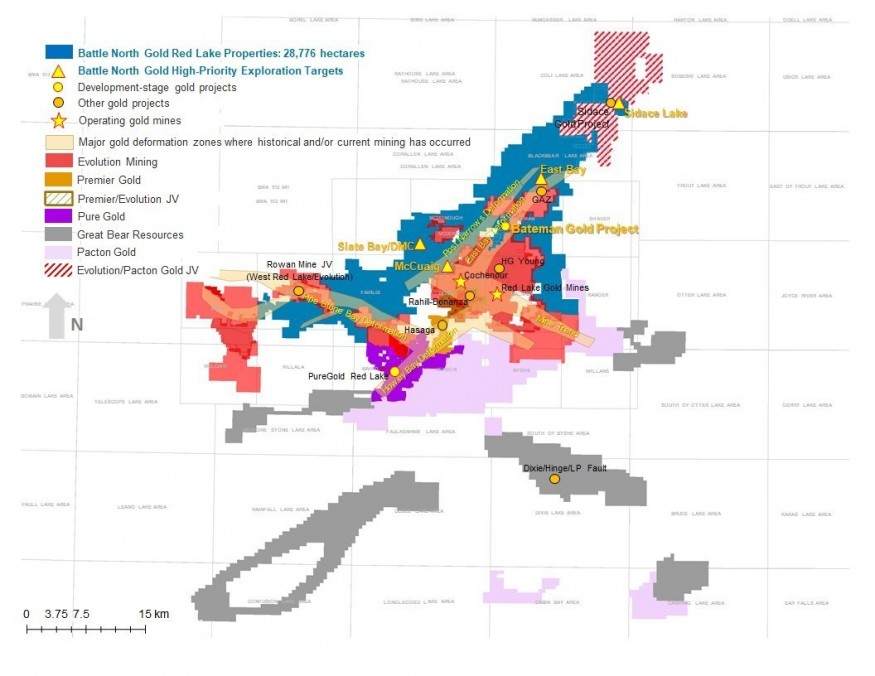 Diagram 1: Red Lake Gold Camp Properties Map including Battle North Red Lake Properties (CNW Group/Battle North Gold Corporation)