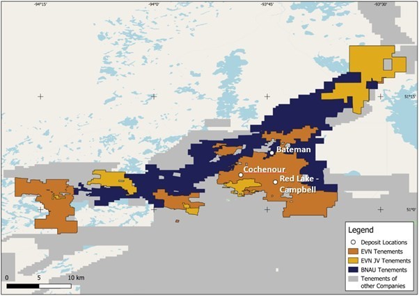 Figure 1: Map of the Red Lake district highlighting Battle North and Evolution tenements (CNW Group/Battle North Gold Corporation)