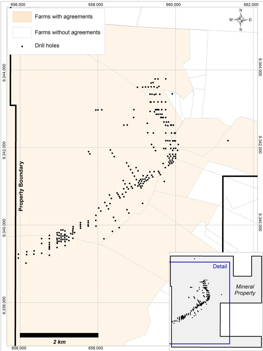 Current Status of Access Agreements in Place at Luanga Showing All Drilling to Date (CNW Group/Bravo Mining Corp.)