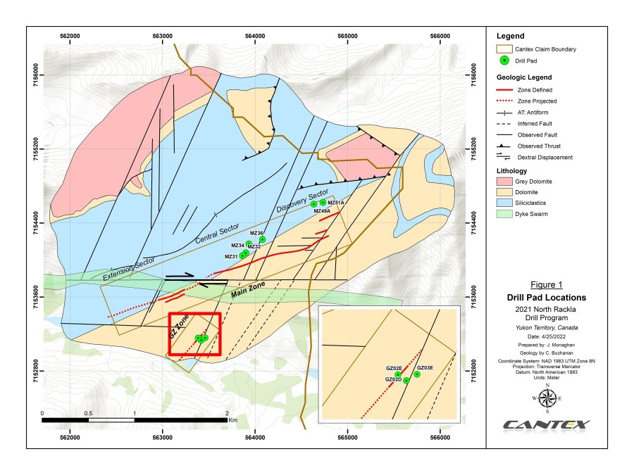 Figure 1.  Drill pad locations (CNW Group/Cantex Mine Development Corp.)