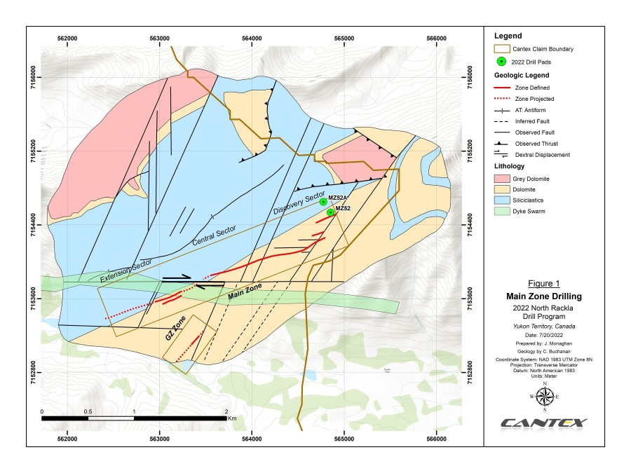 Figure 1.  Map of Main Zone Drilling (CNW Group/Cantex Mine Development Corp.)