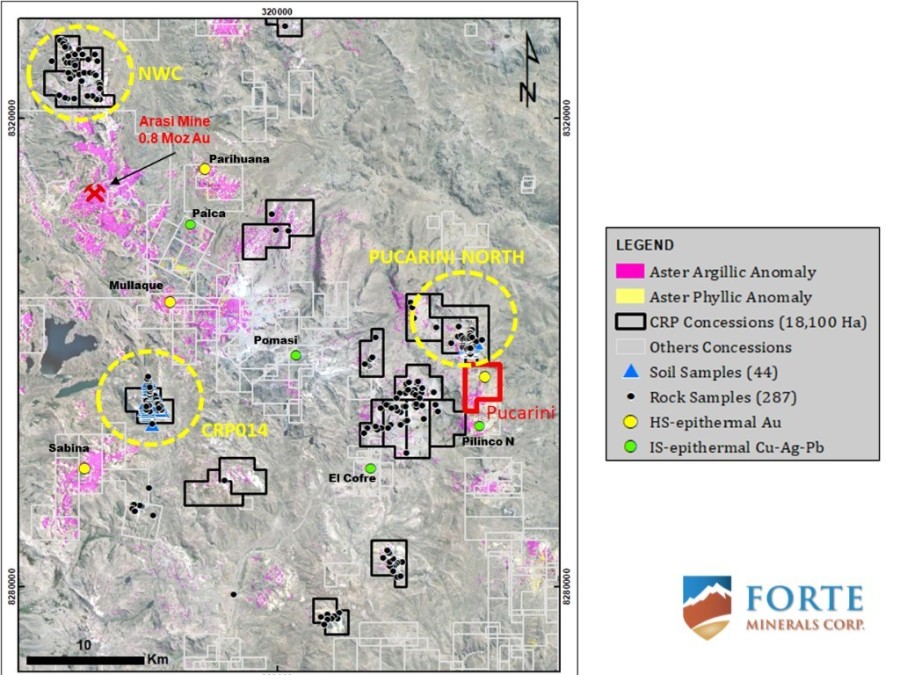 Forte Minerals - Pucarini Regional Exploration Program September 2022 (CNW Group/Forte Minerals Corp.)