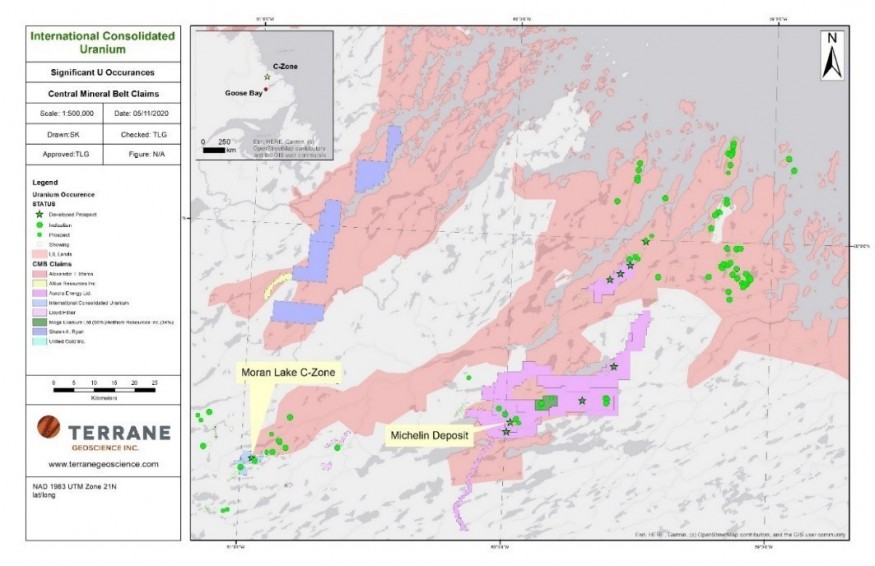 Figure 1 – Labrador Central Mineral Belt (CNW Group/International Consolidated Uranium Inc.)