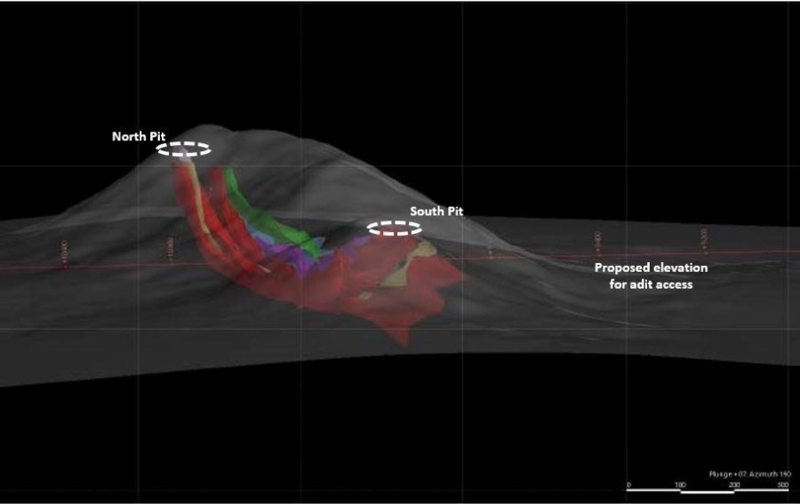 3D perspective view of the Magambazi ridge and resource (looking northeast) (CNW Group/East Africa Metals Inc.)