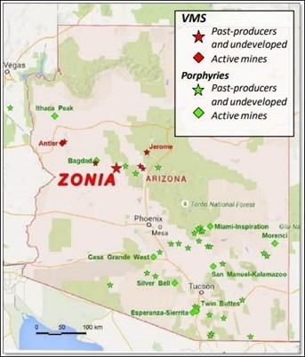 Figure 1: Location map of Zonia Project. Source: World Copper Ltd. (CNW Group/Electric Royalties Ltd.)