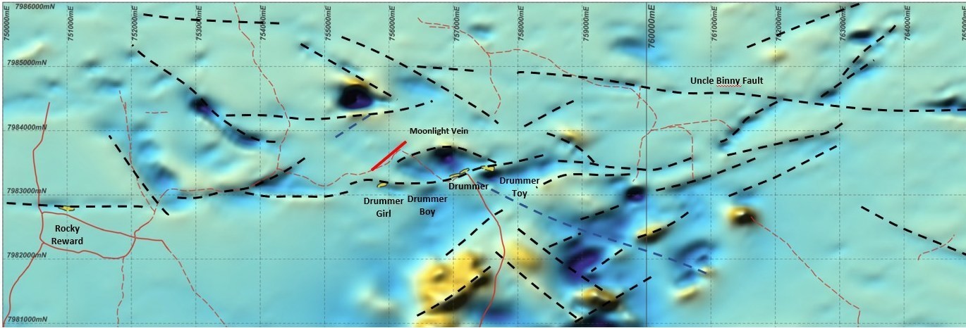 Fig 1 Magnetic linears, eastern Drummer Faultt (CNW Group/Essex Minerals Inc)