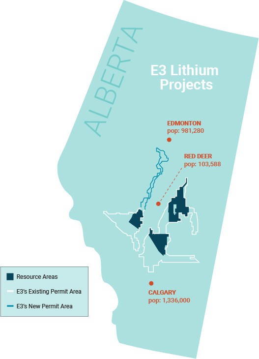 Figure 1: E3 Metals Alberta Lithium Project Permit Area Outline (CNW Group/E3 Metals Corp.)