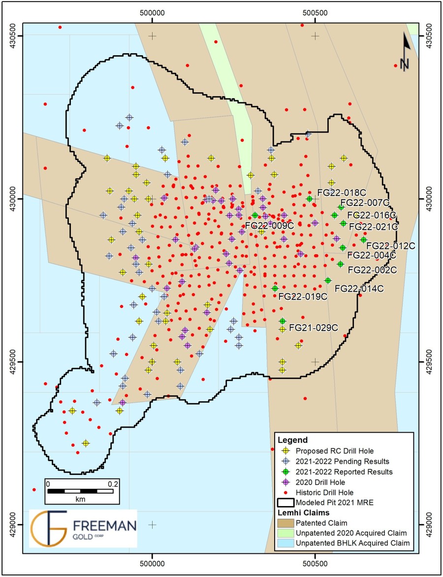 Figure 1. Lemhi 2021-22 Drilling – Eastern Expansion (CNW Group/Freeman Gold Corp.)