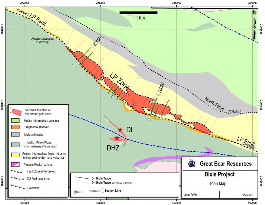 Figure 1: Location of drill sections provided as figures in this release. (CNW Group/Great Bear Resources Ltd.)