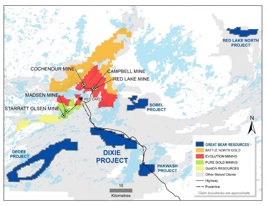 Figure 1: Great Bear's Red Lake properties, showing the location of the new Red Lake North property. (CNW Group/Great Bear Resources Ltd.)
