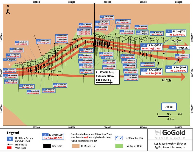 Figure 1: El Favor Plan View (CNW Group/GoGold Resources Inc.)