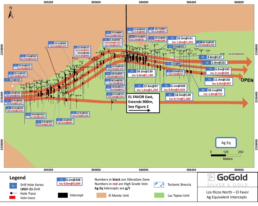 Figure 1: El Favor Drill Hole Locations (CNW Group/GoGold Resources Inc.)