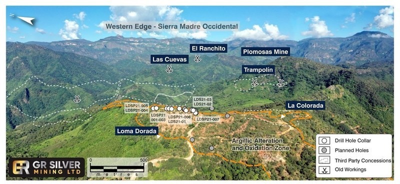 Figure 1: Location of the Loma Dorada Target to the NNW of the San Juan Area (drone image) (CNW Group/GR Silver Mining Ltd.)