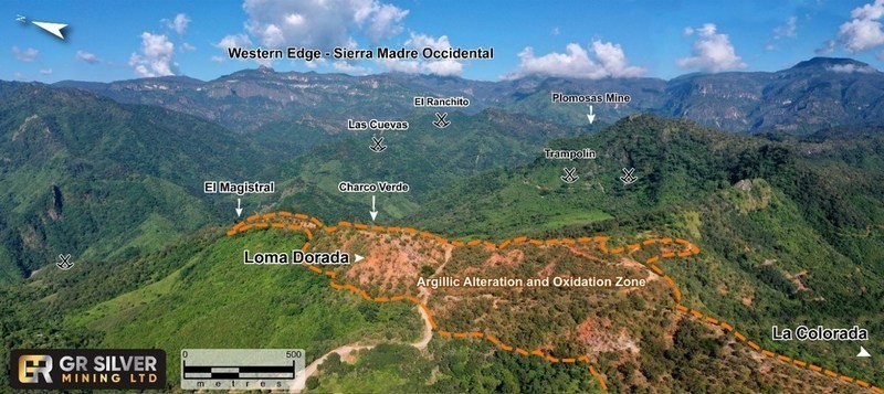 Figure 1:   View Looking East to the Sierra Madre Occidental – Drill Program Targets (CNW Group/GR Silver Mining Ltd.)