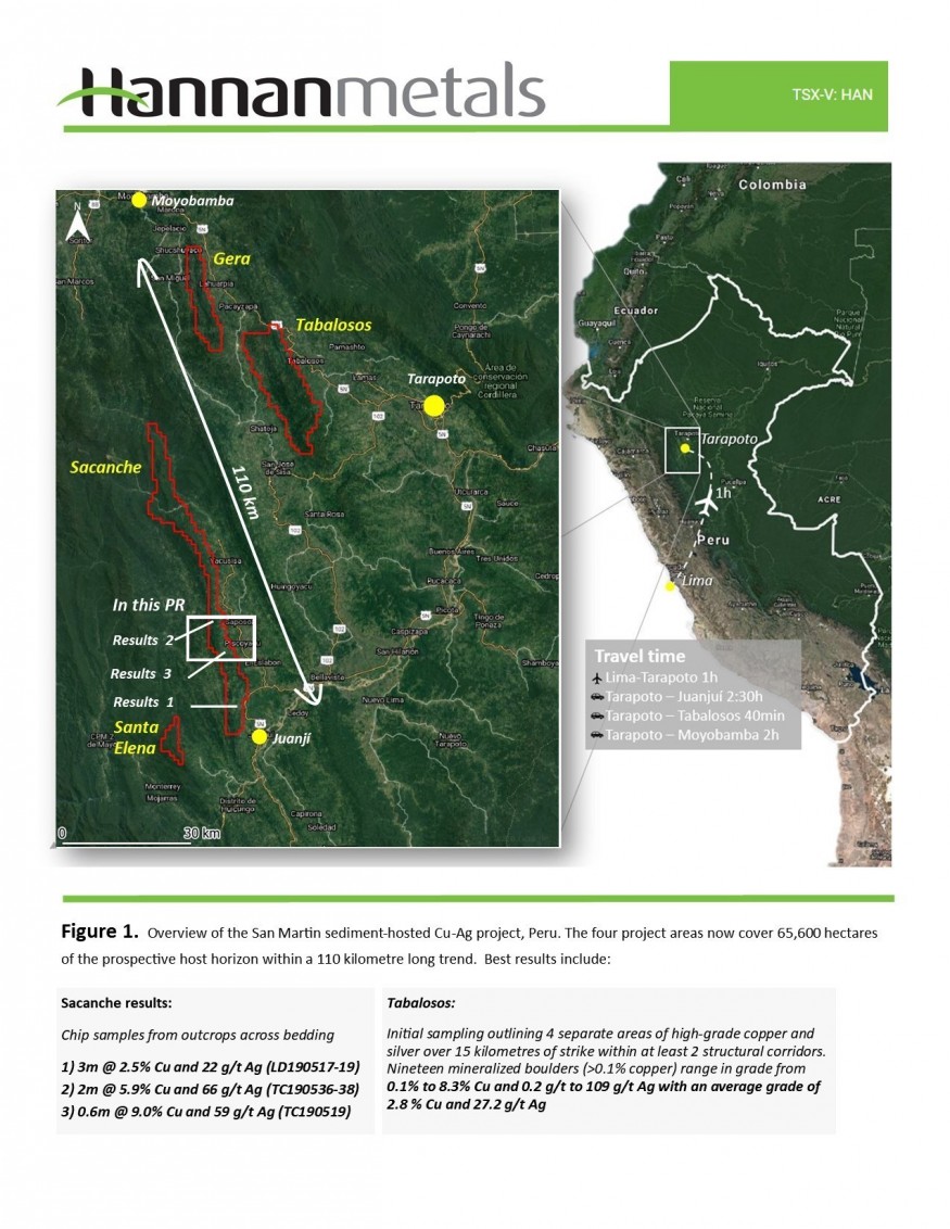 Figure 1: Overview of the San Martin sediment-hosted Cu-Ag project, Peru. (CNW Group/Hannan Metals Ltd.)