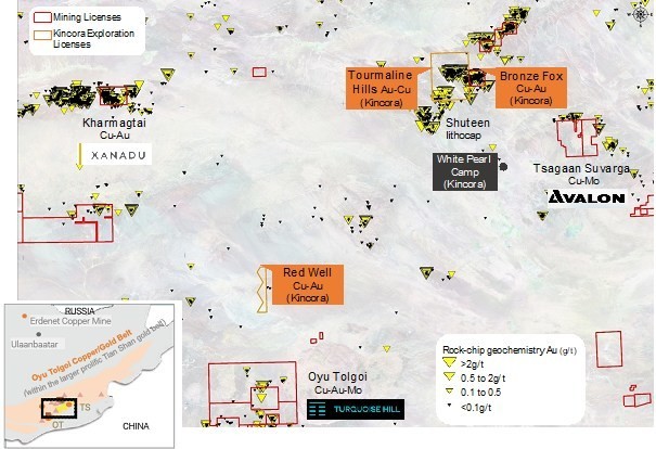 Figure 1: Kincora’s wholly owned, strategic and district scale position in Mongolia’s world-class Southern Gobi porphyry belt (CNW Group/Kincora Copper Limited)