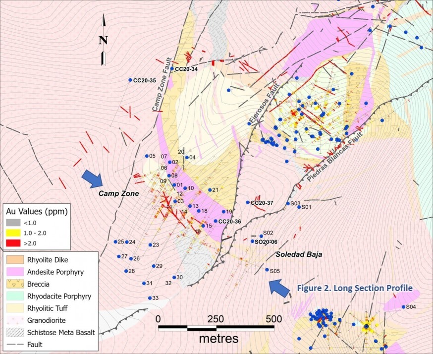 Figure 1: Geological map with drill hole traces projected to surface. (CNW Group/Luminex Resources Corp.)