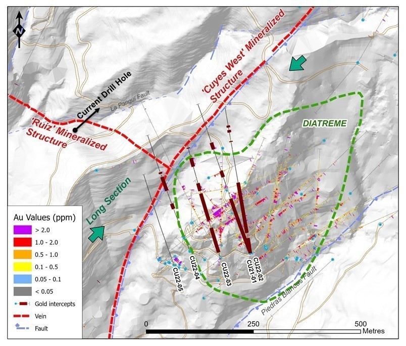 Figure 1. Plan map of Cuyes West and Ruiz structure (CNW Group/Luminex Resources Corp.)