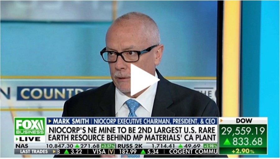 NioCorp CEO and Executive Chairman Mark Smith on Fox Business News yesterday.