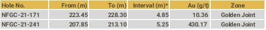 Highlights (CNW Group/New Found Gold Corp.)