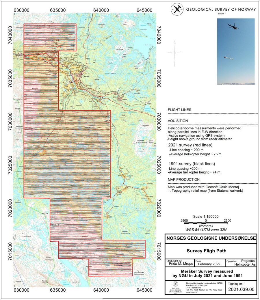 Figure 1. - Meråker survey area with flight paths (CNW Group/Norra Metals Corp.)