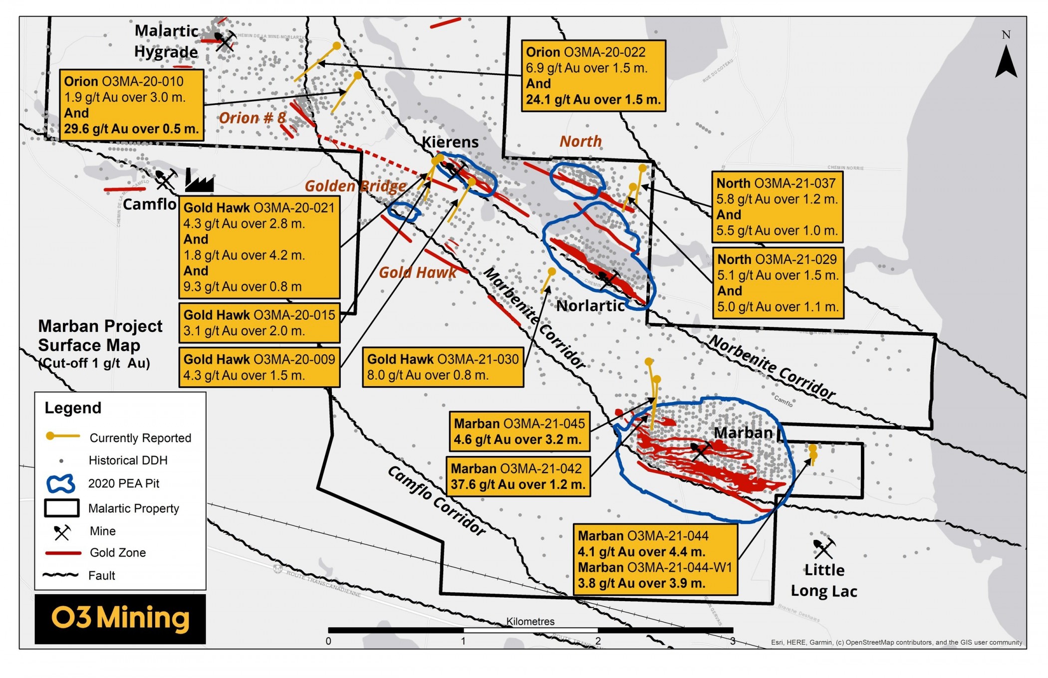 Figure 1: Marban Project Drilling Map (CNW Group/O3 Mining Inc.)