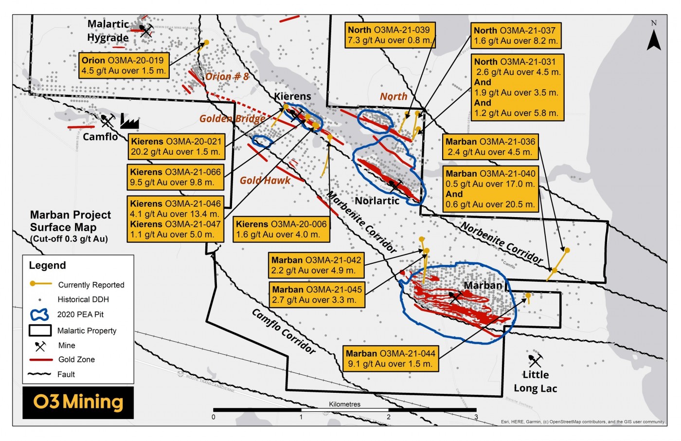 Figure 1 : Marban Project Drilling Map (CNW Group/O3 Mining Inc.)