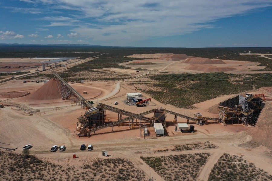 Figure 1: Crusher and Conveying Circuit and Live Ore Stockpile (CNW Group/Orla Mining Ltd.)