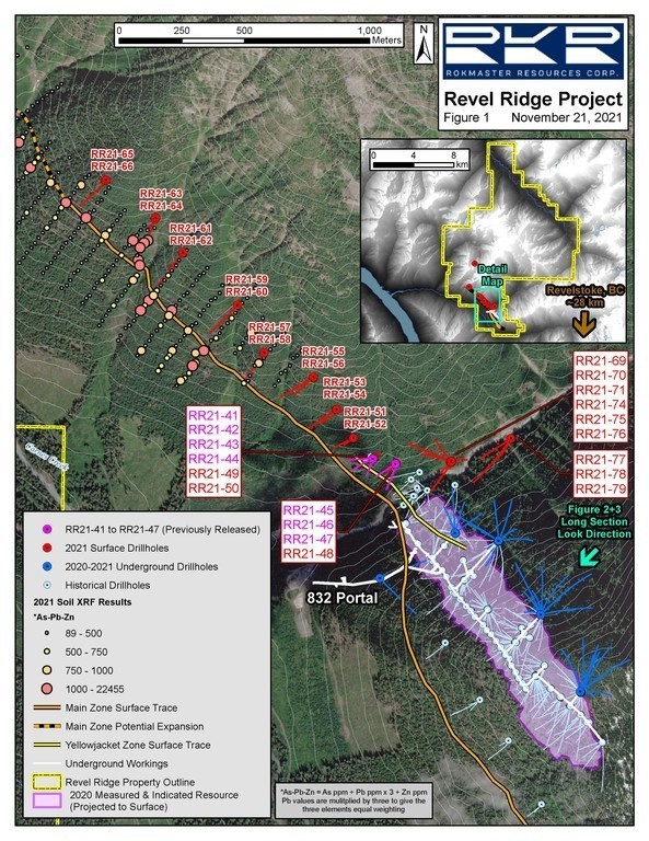Figure 1. Revel Ridge Property Location Map and Drill Hole Collars (CNW Group/Rokmaster Resources Corp.)