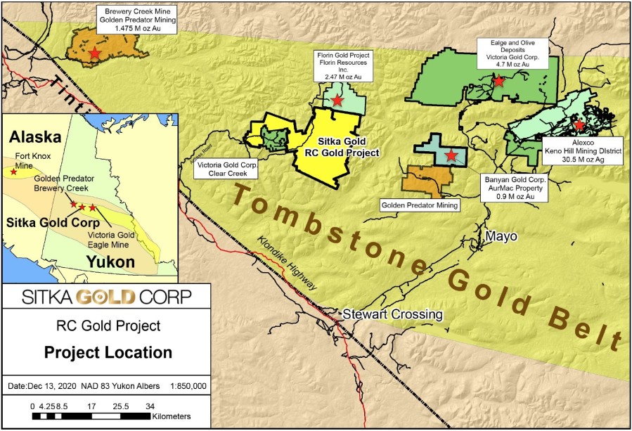 Figure 1 - Regional Map of the RC Gold Project (CNW Group/Sitka Gold Corp.)