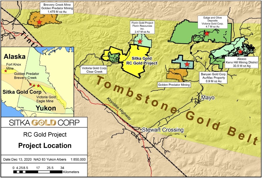 Figure 1: Regional Map of the RC Gold Project (CNW Group/Sitka Gold Corp.)