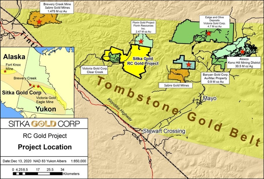 Figure 1: Regional Map of the RC Gold Project (CNW Group/Sitka Gold Corp.)