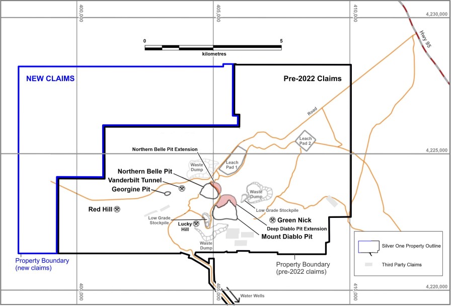 Candelaria property showing newly added and pre-existing claims.