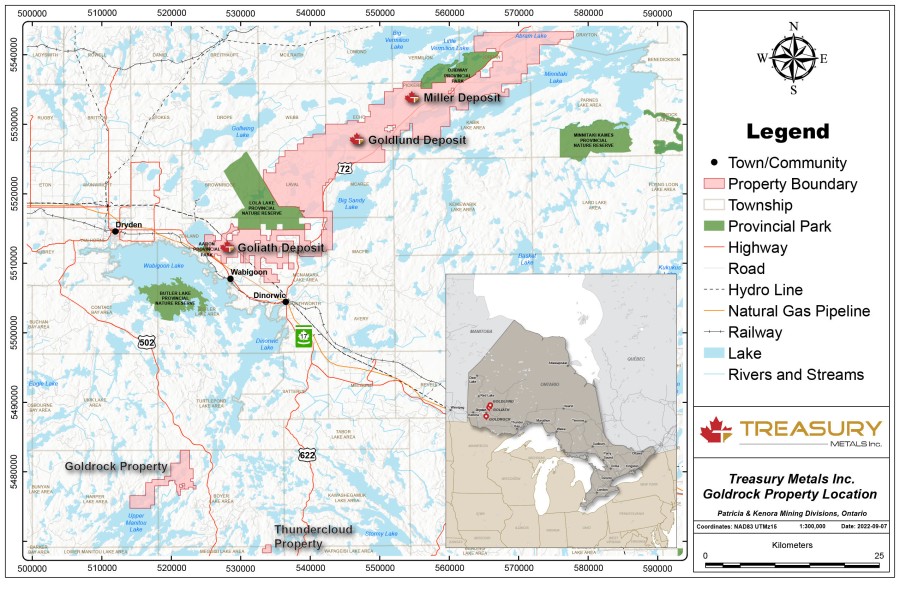 Figure 1: Goldrock Location Map (CNW Group/Treasury Metals Inc.)