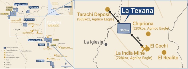 Map of Tarachi Concessions in Sonora, Mexico (CNW Group/Tarachi Gold Corp.)