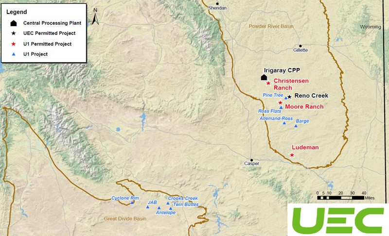 Uranium Energy Corp Creates America’s Largest Uranium Mining Company with the Acquisition of Uranium One Americas  The Purchased Portfolio.   The U1A portfolio of projects being acquired by Uranium Energy Corp (UEC: NYSE American) pursuant to the Acquisition includes, among other assets, seven projects in the Powder River Basin, three of which are fully permitted, and five in the Great Divide Basin. (CNW Group/Uranium Energy Corp)