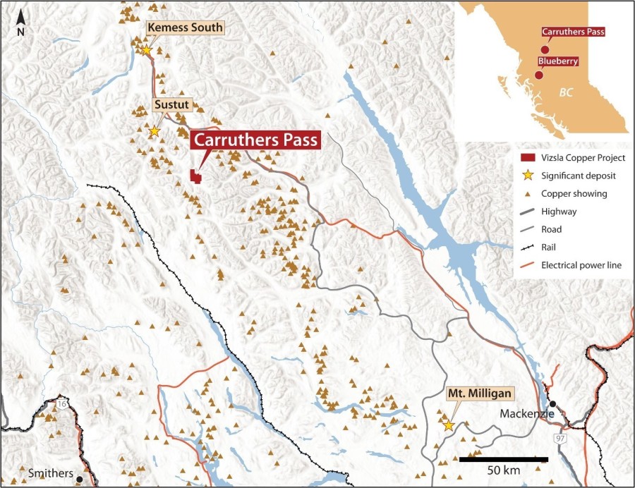 Figure 1 – Carruthers Pass Project Location Map (CNW Group/Vizsla Copper Corp.)