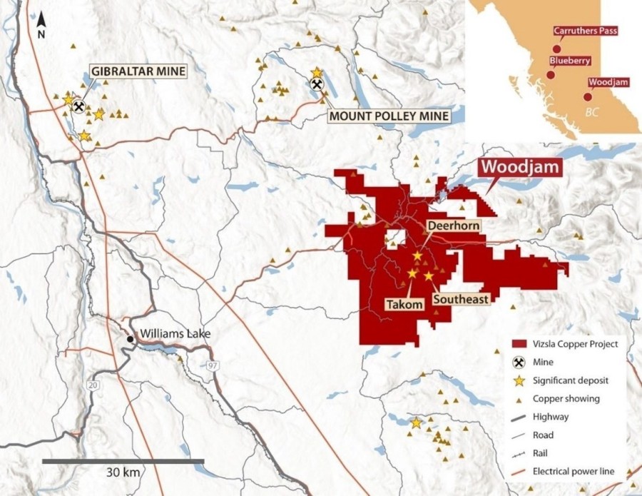 Figure 1 – Woodjam Project Location Map (CNW Group/Vizsla Copper Corp.)