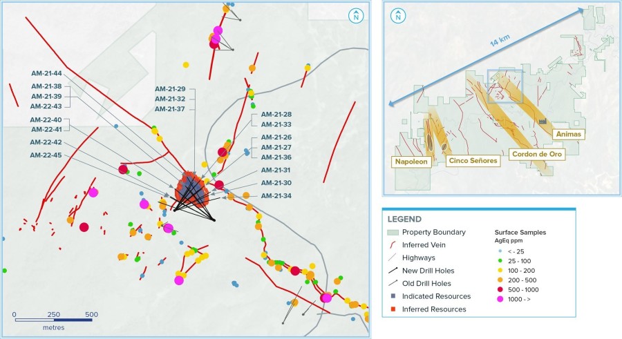 Figure1: Plan map of recent drilling along the north end of the Animas Vein Corridor (CNW Group/Vizsla Silver Corp.)