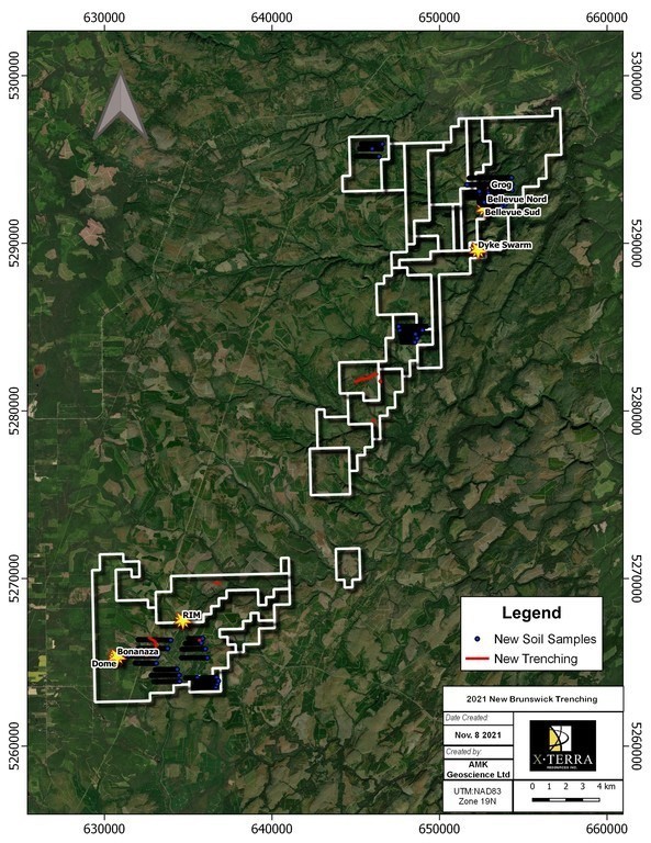 Trenching & Geochemical Sampling Map (CNW Group/X-Terra Resources Inc.)