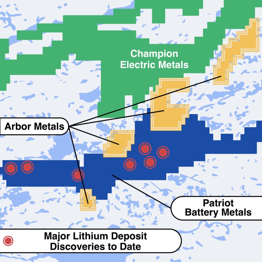 Map of Arbor Metal Corp.'s Jarnet Lithium Claims