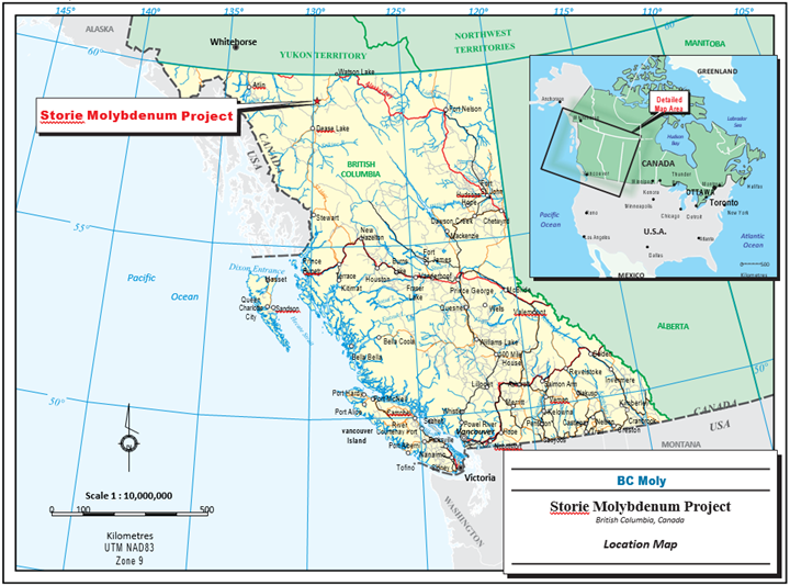 Figure 1 - Storie Molybdenum Project Location Map